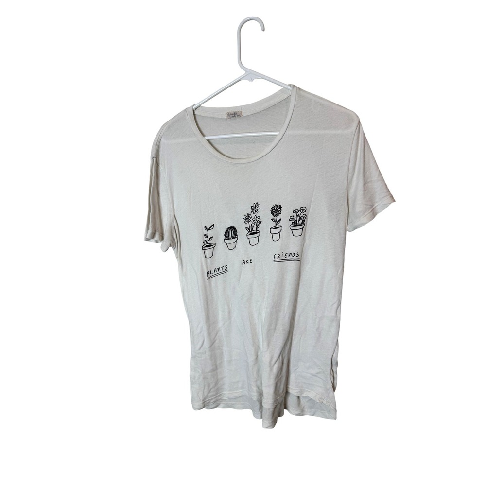 Plants Are Friends Shirt Womens One Size White Graphic Tee Cute Plant Lover